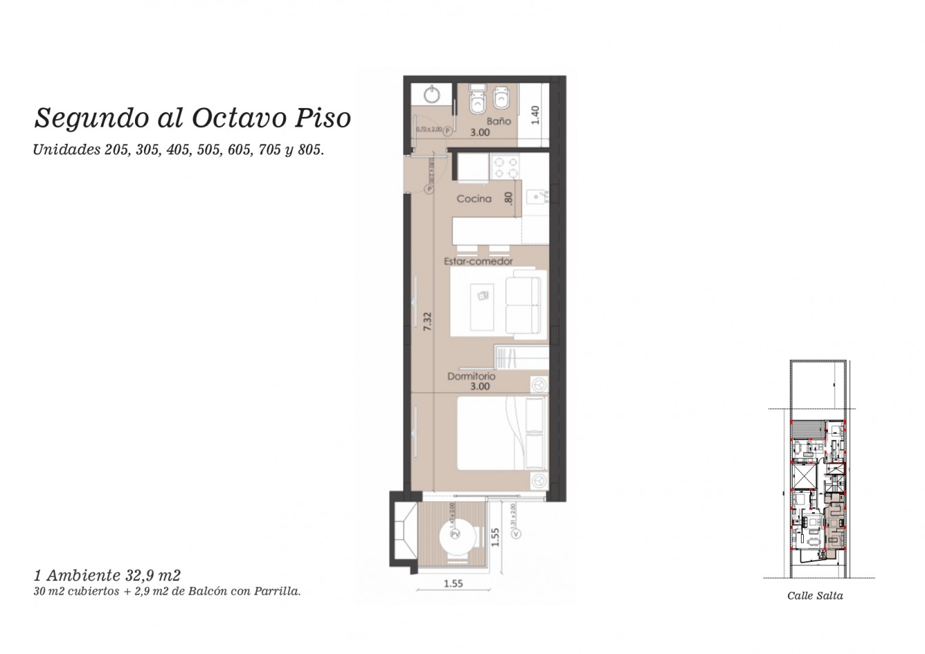 DEPARTAMENTO de 1 Ambiente c/BALCON y PARRILLA. VARIAS UNIDADES. Residencias en Pozo! AFIANZA PALACE