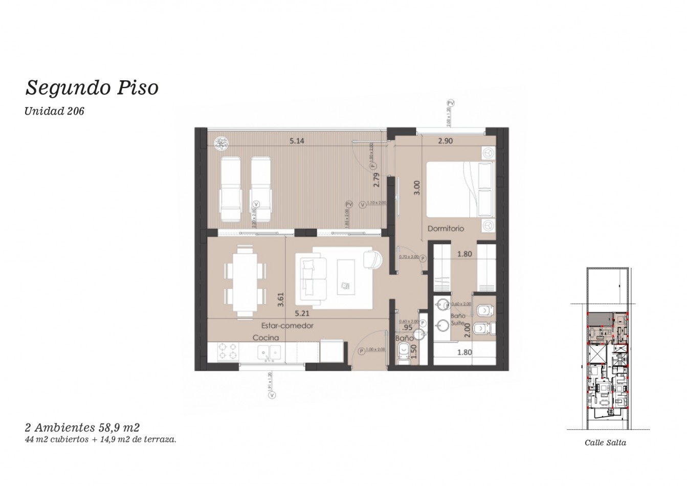 DEPARTAMENTO de 2 ambientes c/TERRAZA de 15M2. Residencias en Pozo! AFIANZA PALACE